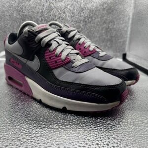 Size 6.5Y Nike Air Max 90 Kids Grey Purple Good HF6358-003 Sneakers